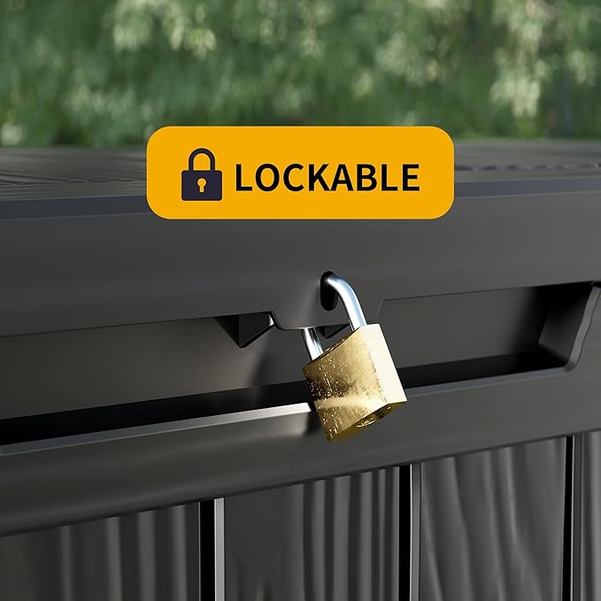 TARKARI 270 Gallon Lockable Resin Deck Box, Waterproof & UV-Resistant Out...