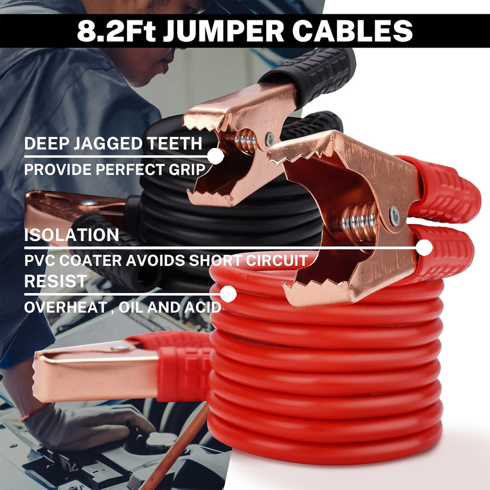 Car Emergency Kit with Battery Jumper Cables, Black