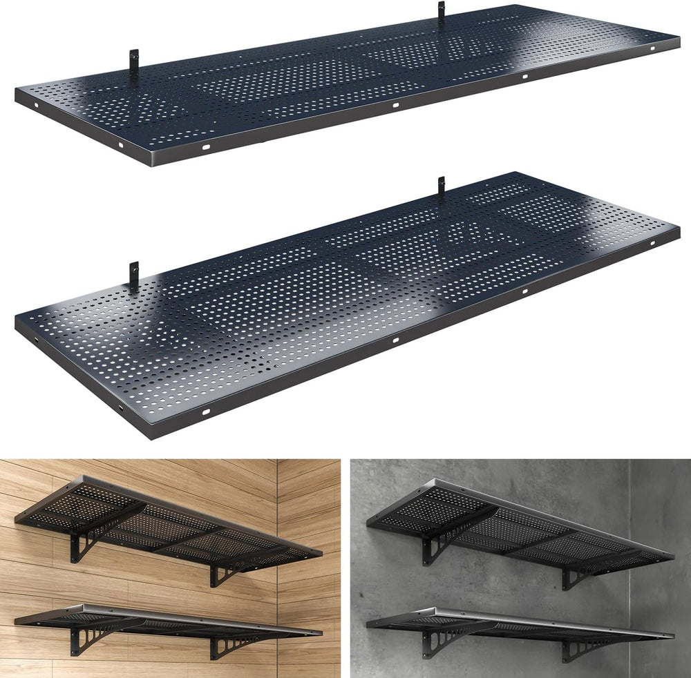 2-Pack 1.5x4ft Heavy Duty Garage Wall Shelving, 500 lbs Load Capacity, Garage...