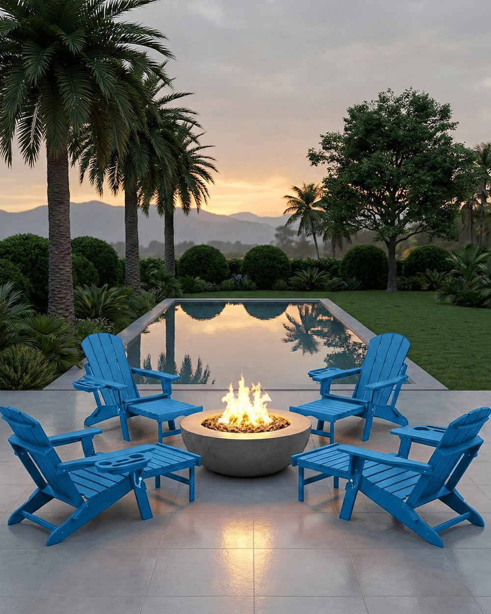 NAVINE Adjustable Adirondack Chair Set of 2 with Retractable Ottoman