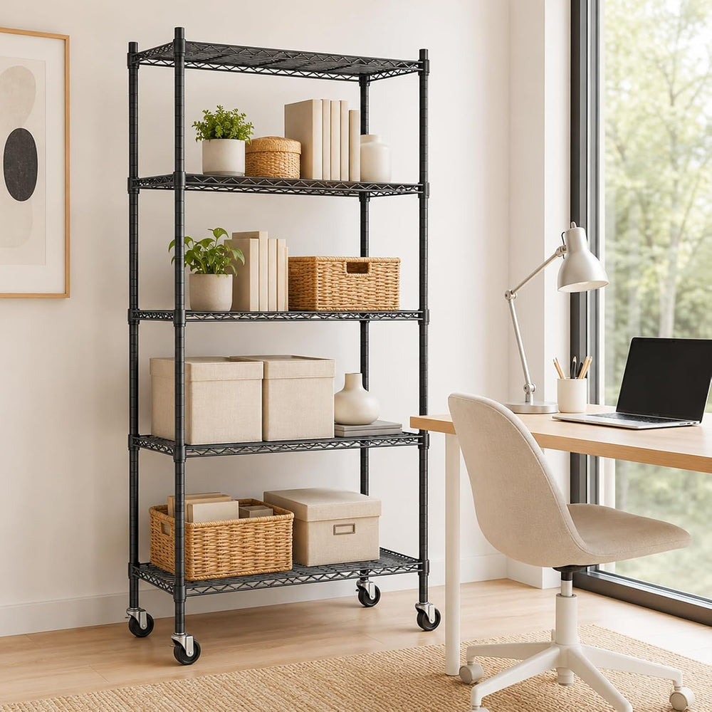 5 Tier Wire Shelving Unit, 61" H Heavy Duty Metal Storage Shelves