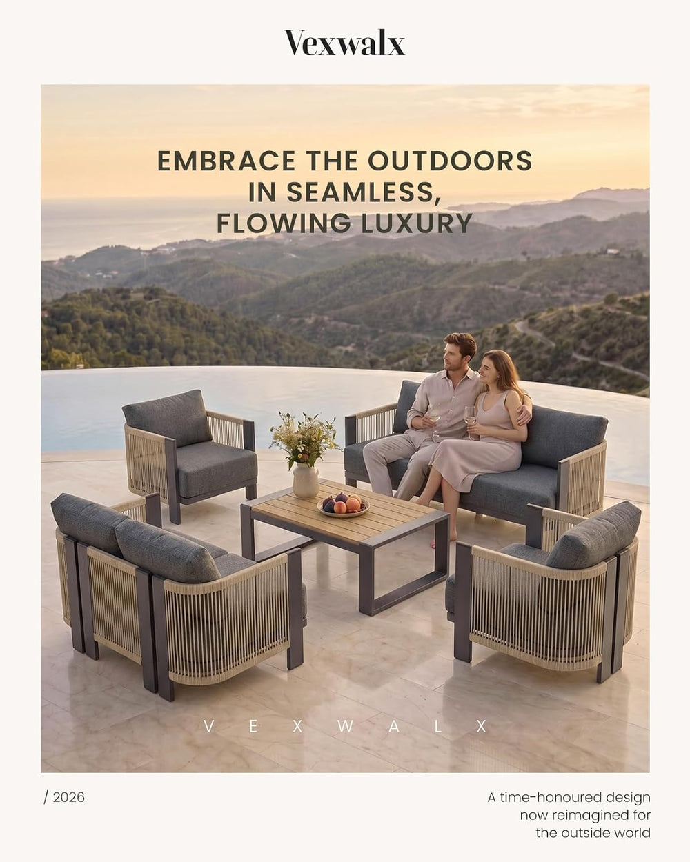 Luxury Patio Furniture Set, 4-Piece Curved Outdoor Furnitrue Set with Weather...