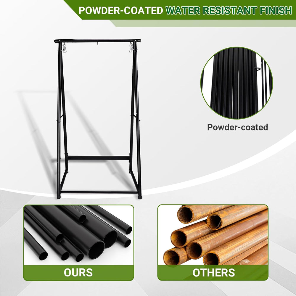 Outdoor Hammock Chair Stand, Heavy Duty A-Frame Metal Swing Stand with Powder...