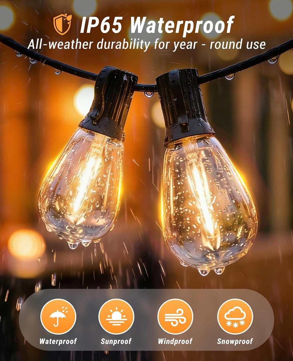 Tenmiro 200FT LED Outdoor String Lights with Remote, 72+2 Shatterproof Bulbs ...