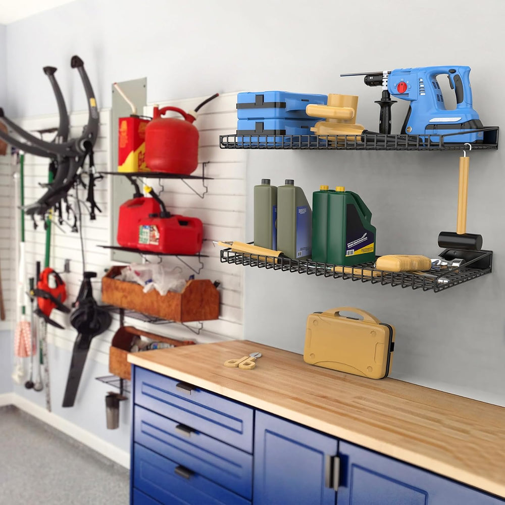 WALMANN Garage Wall Shelf, 4 Mixed-Size Wall-Mounted Storage Shelves