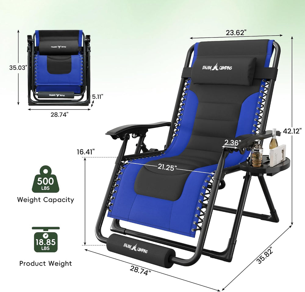 Amopatio XL Padded Zero Gravity Chairs Foldable Zero Gravity Lounge Chair Out...