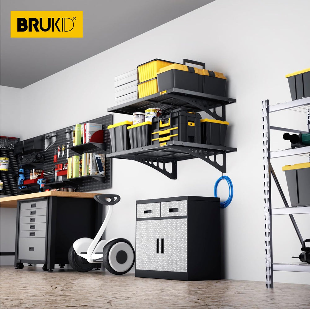 2Pack 2x3ft Adjustable Metal Garage Wall Shelving Heavy Duty Garage Storage S...
