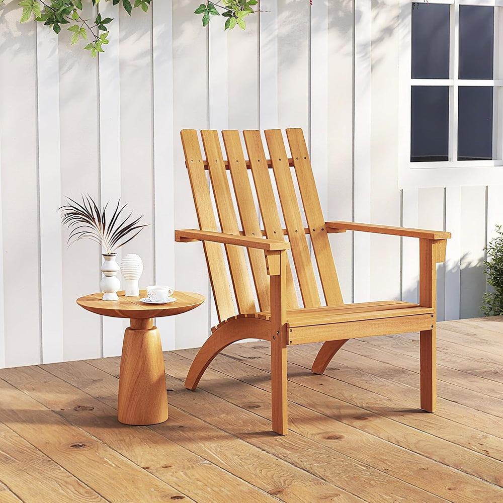 Tangkula Outdoor Adirondack Chair, Solid Acacia Wood Fire Pit Chair with Incl...