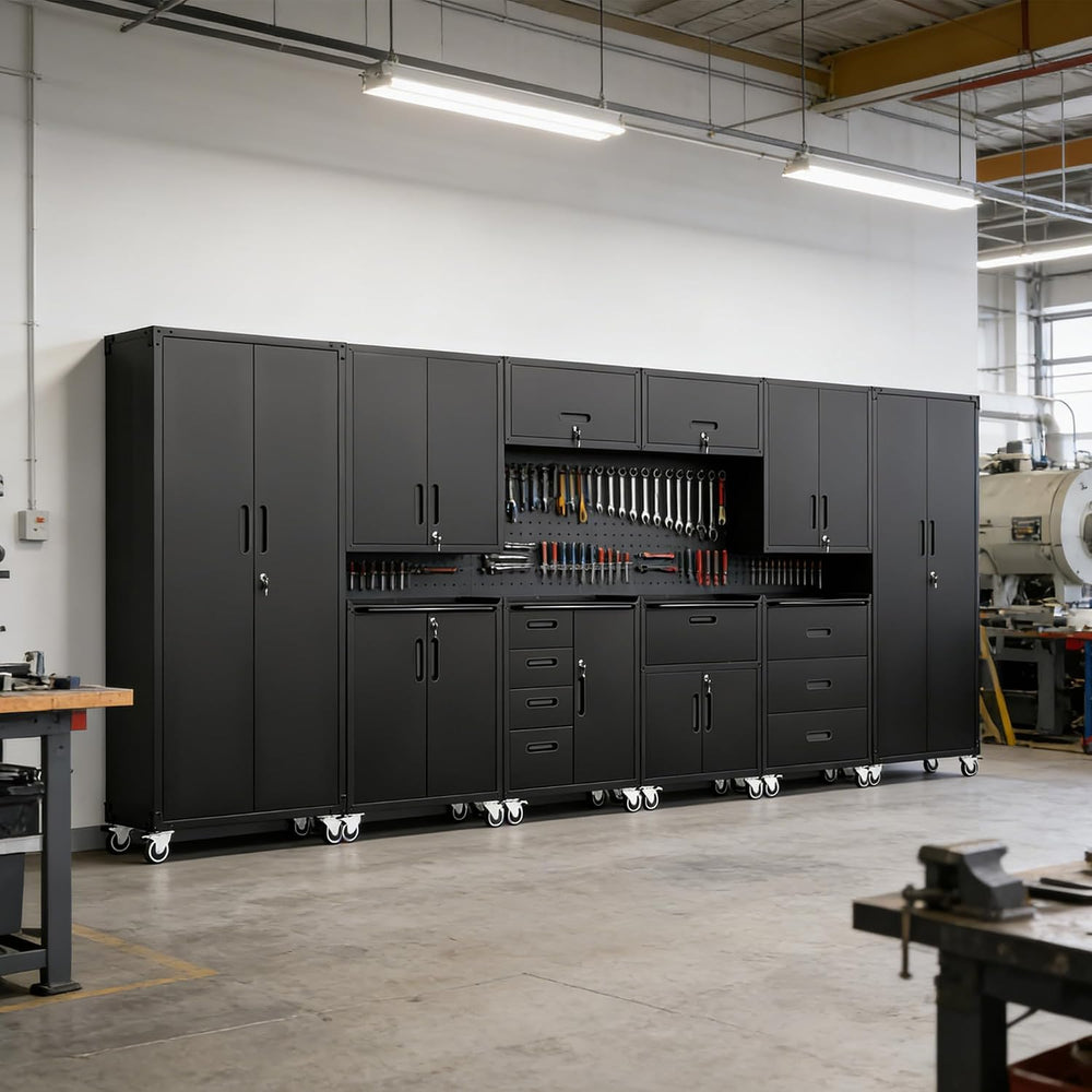 Wall-Mounted Metal Garage Storage Cabinet, Lockable Floating Tool Cabinet