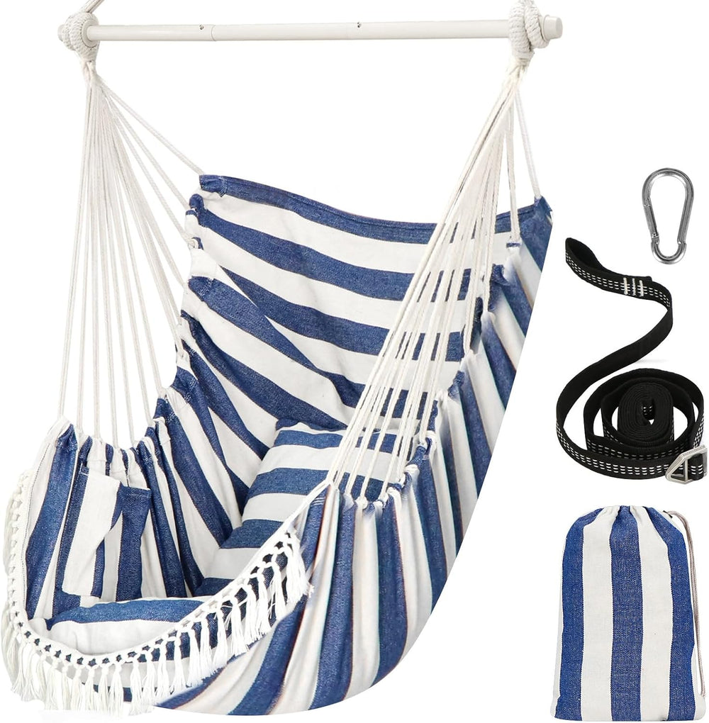 Chihee Hammock Chair Max 500 Lbs 2 Cushions Spreader Bar Strap Carabiner