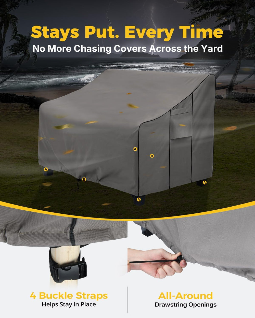 Patio Sofa Cover Waterproof, Heavy Duty, 55x33x38 in, 2-Seater