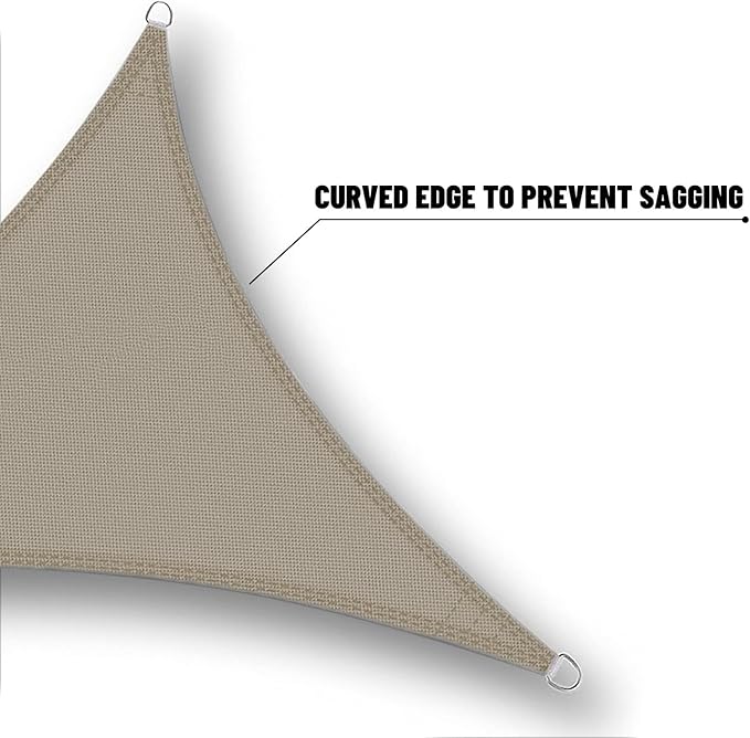 SUNNY GUARD Waterproof Sun Shade Sail 16' x 16' x 16' Taupe Trian...