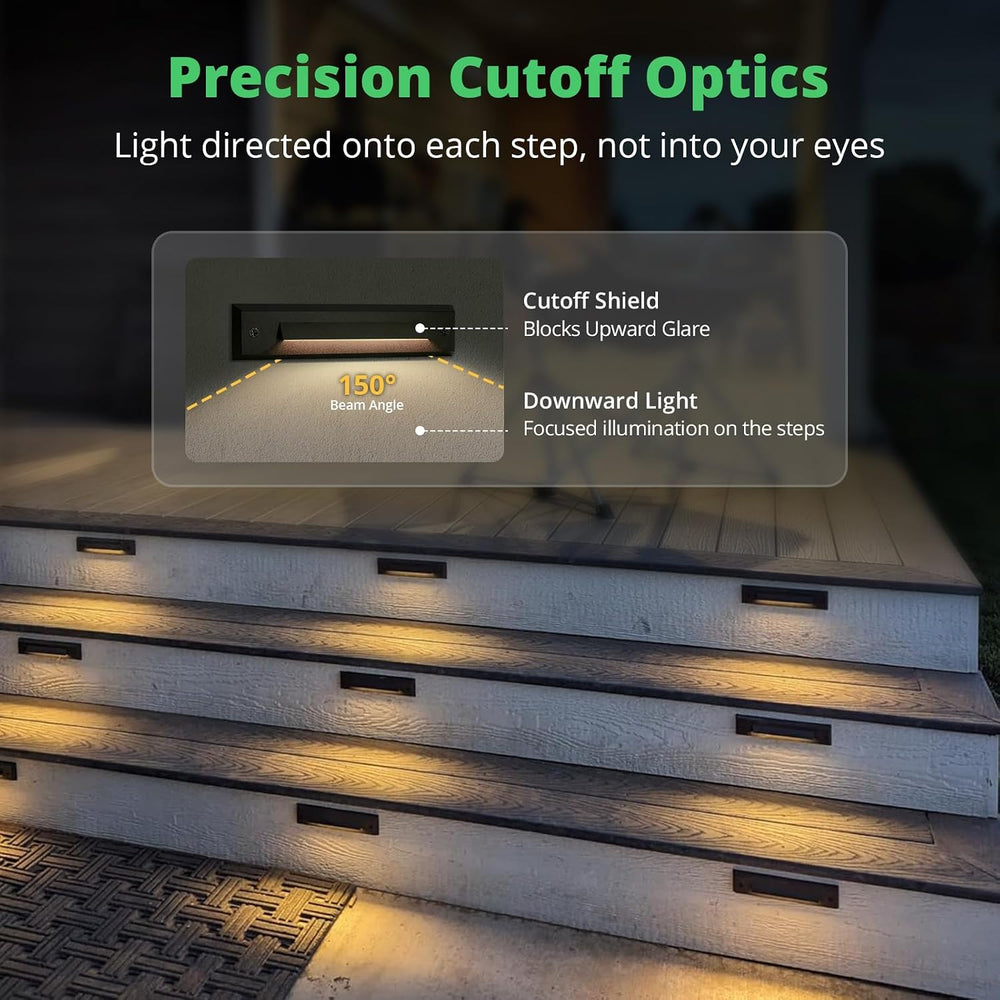 GKOLED 6-Pack Low Voltage LED Linear Step Lights, Black, 2700K