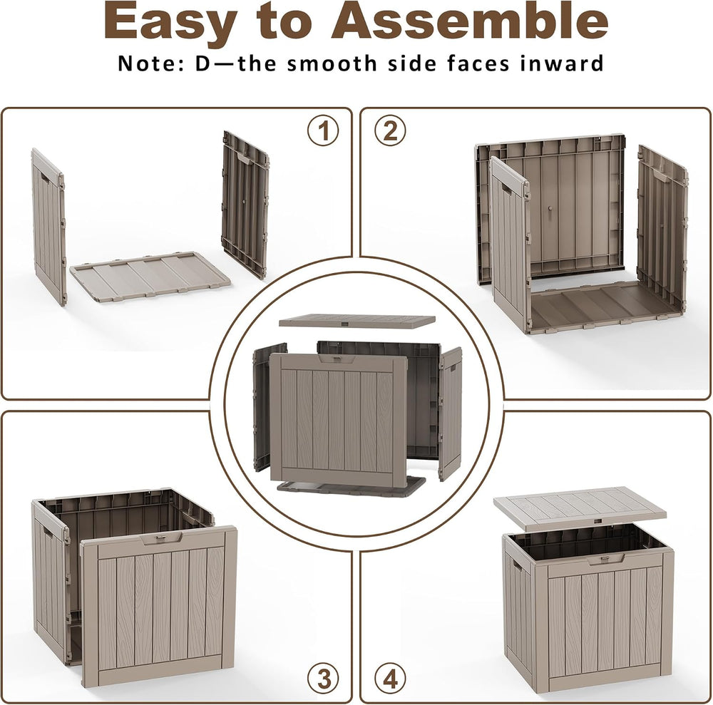 40 Gal Outdoor Storage Box,Weatherproof Deck Box,Grey
