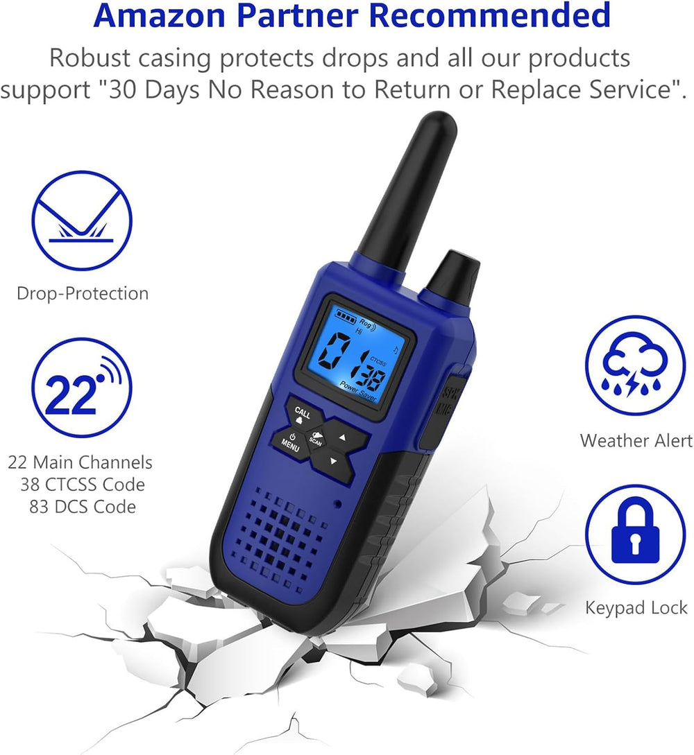Topsung Walkie Talkies Long Range FRS VOX NOAA 1800mAh ‌Li-Po HD Loud Sound (...