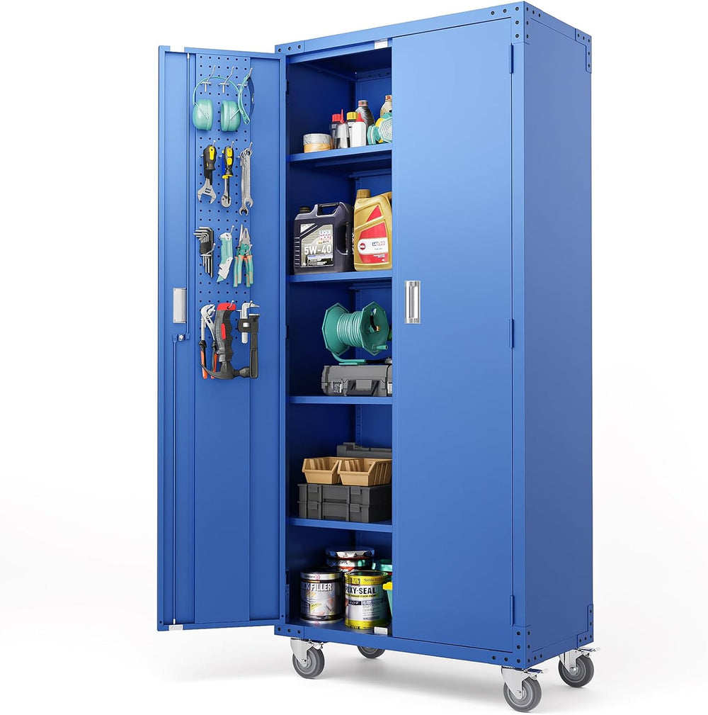 VINGLI 72'' Tall Garage Storage Cabinet, Metal Storage Cabinet with P...