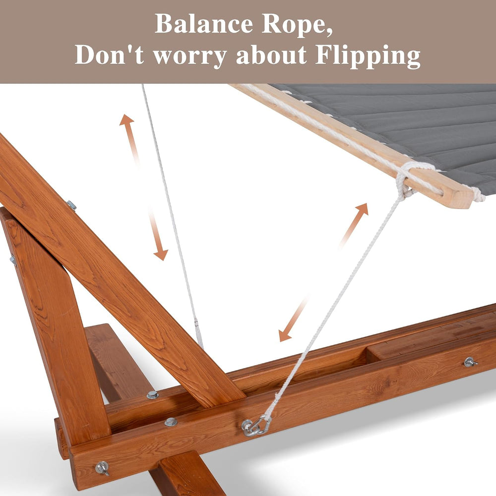 SUNCREAT Adjustable 12-14 ft Wooden Hammock Stand, 475 lbs Capacity
