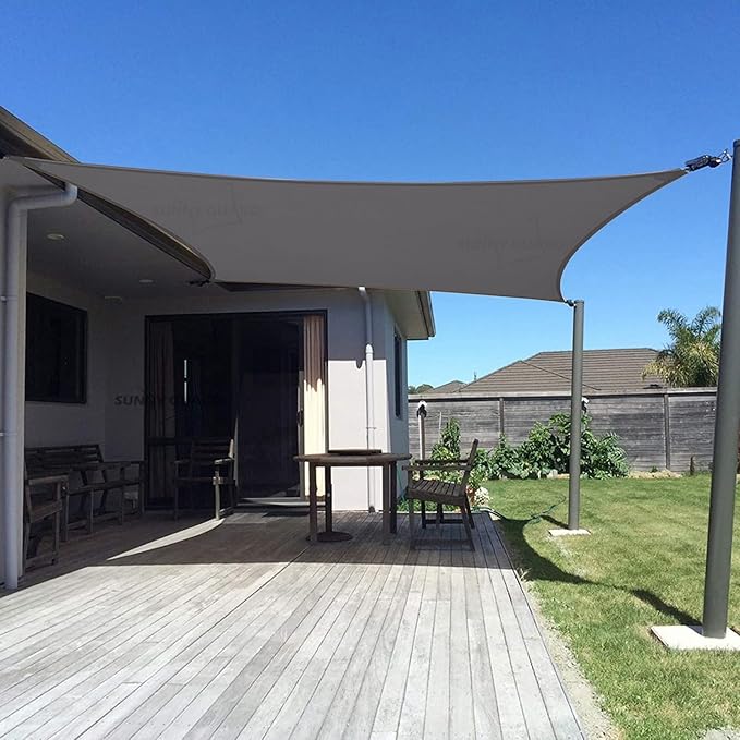 SUNNY GUARD Sun Shade Sail 20' x 23' Rectangle Dark Grey UV Block Sun...