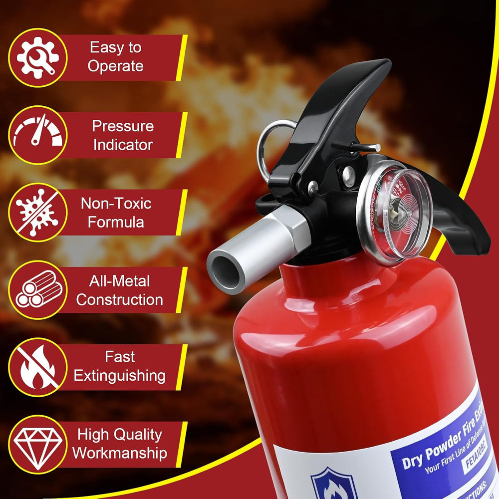 2 Pack ABC Fire Extinguishers, 2.5 lb 1A:10B:C Rated with Mount
