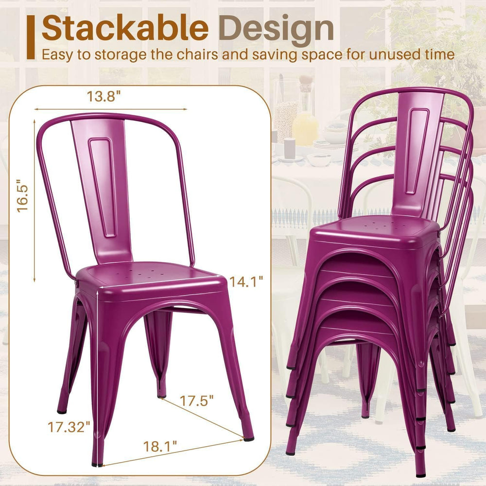 Furmax Metal Dining Chair Indoor Outdoor Use Stackable Classic Trattoria Chai...