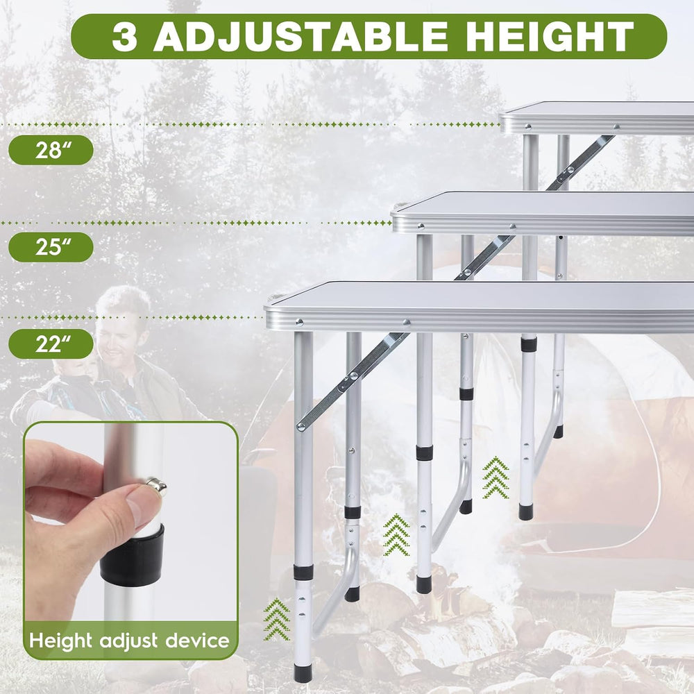 Outdoor Folding Camping Table with Storage Organizer(Grey)