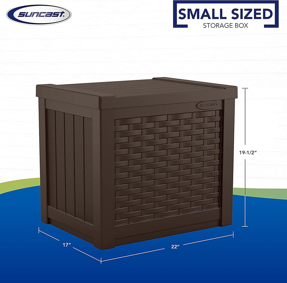 Suncast 22 Gal, Small Outdoor Storage Deck Box, Java Resin, Flat Lid