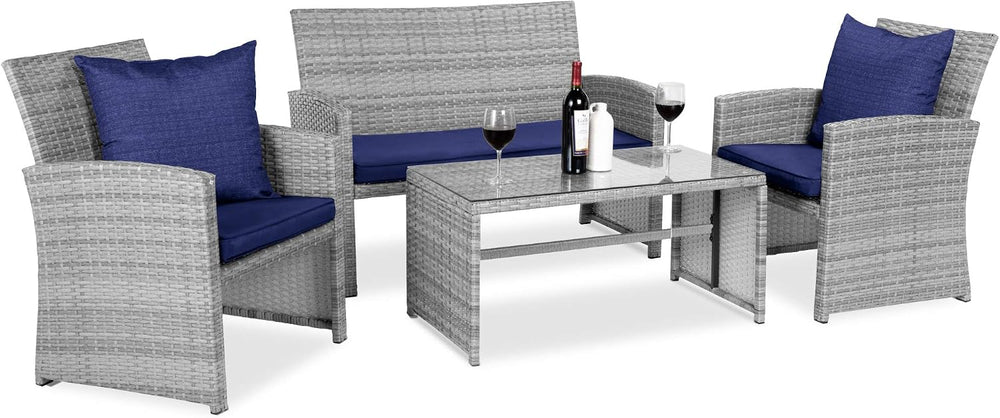 Best Choice Products 4-Piece Outdoor Wicker Patio Conversation Furniture Set ...