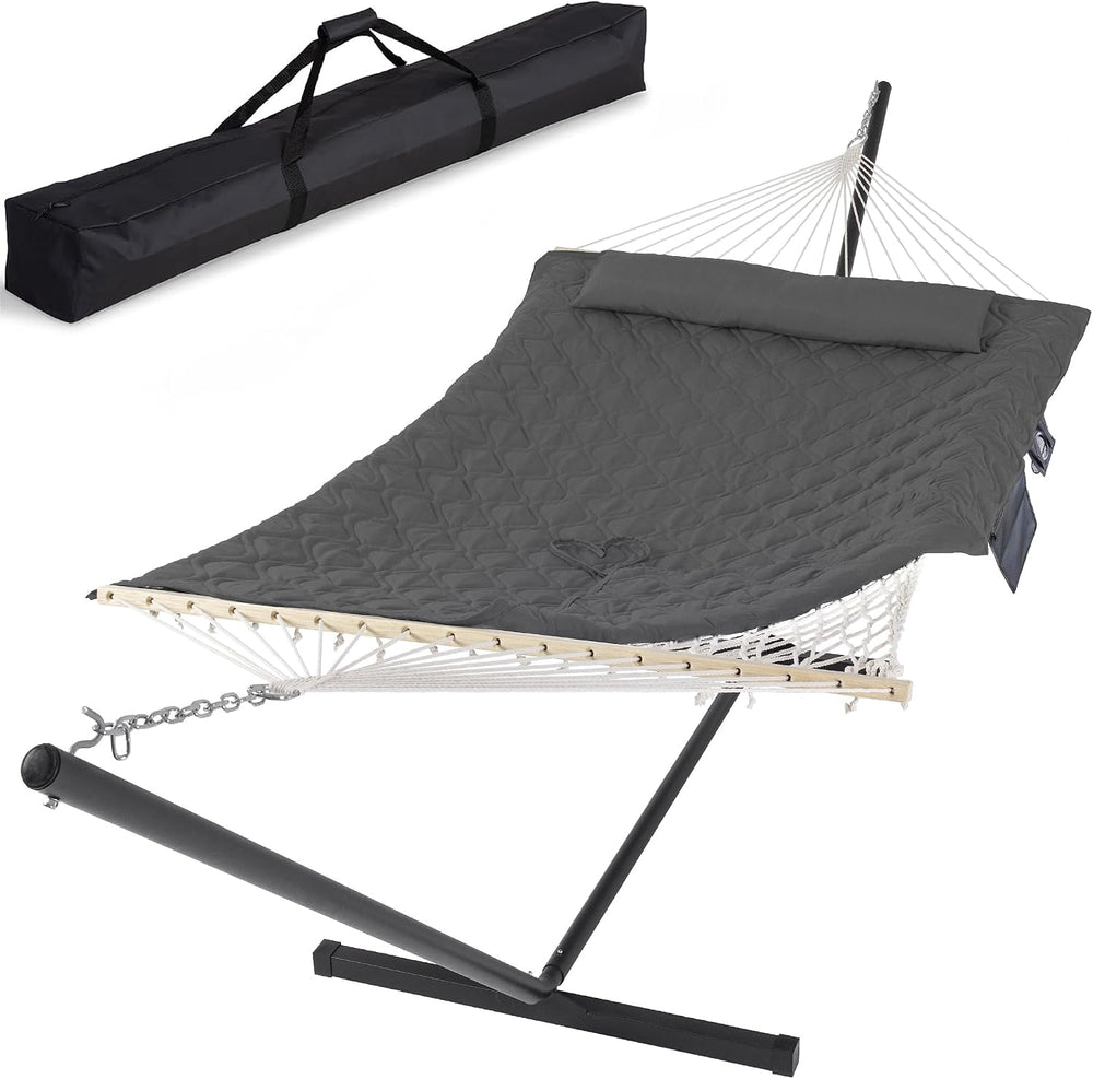 SUNCREAT Hammocks for Outside with Stand, Carrying Bag, Dark Gray Drops