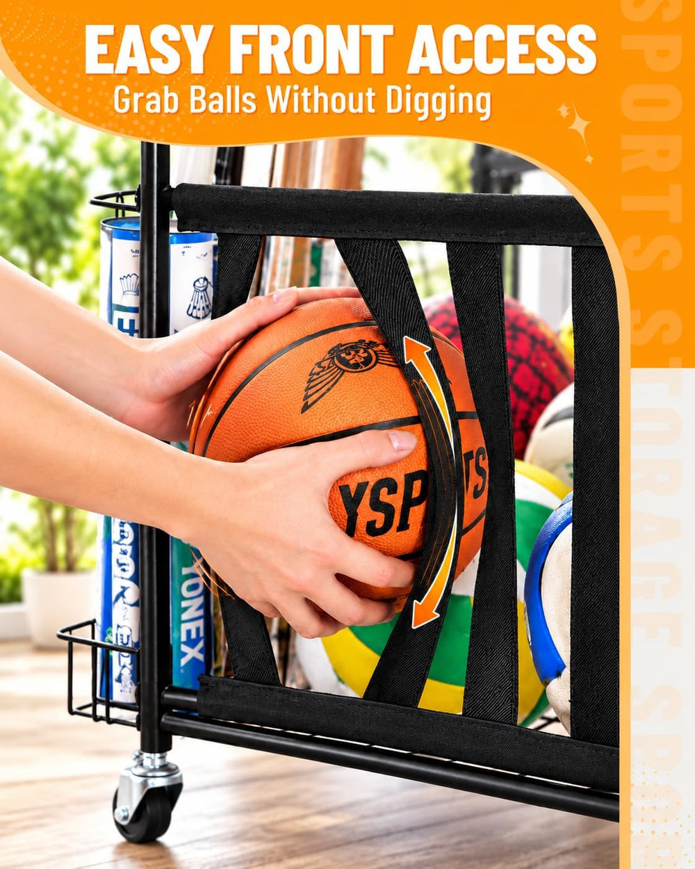 PLKOW Sports Equipment Storage for Garage, Ball Storage Organizer