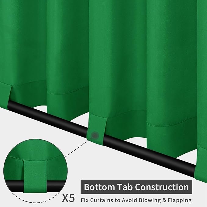 Easy-Going Outdoor Patio Curtains Detachable Tab Top Windproof Weatherproof C...
