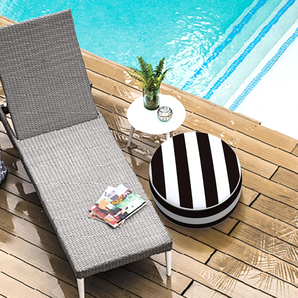 LVTXIII Outdoor Inflatable Ottoman, Fade-Resistant Round Footrest Stool D21”x...