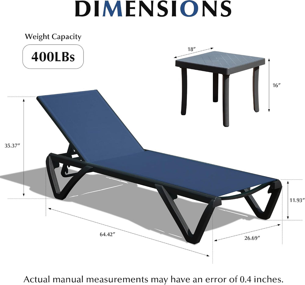 Domi Aluminum Pool Lounge Chair Outdoor Set of 2 Chaise Lounge Outdoor