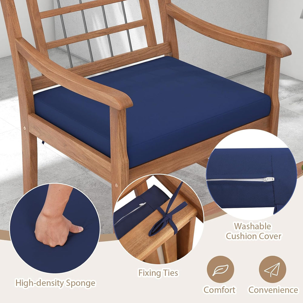 Tangkula 3 Piece Wood Patio Furniture Set, Outdoor Bistro Set w/Soft Seat Cus...