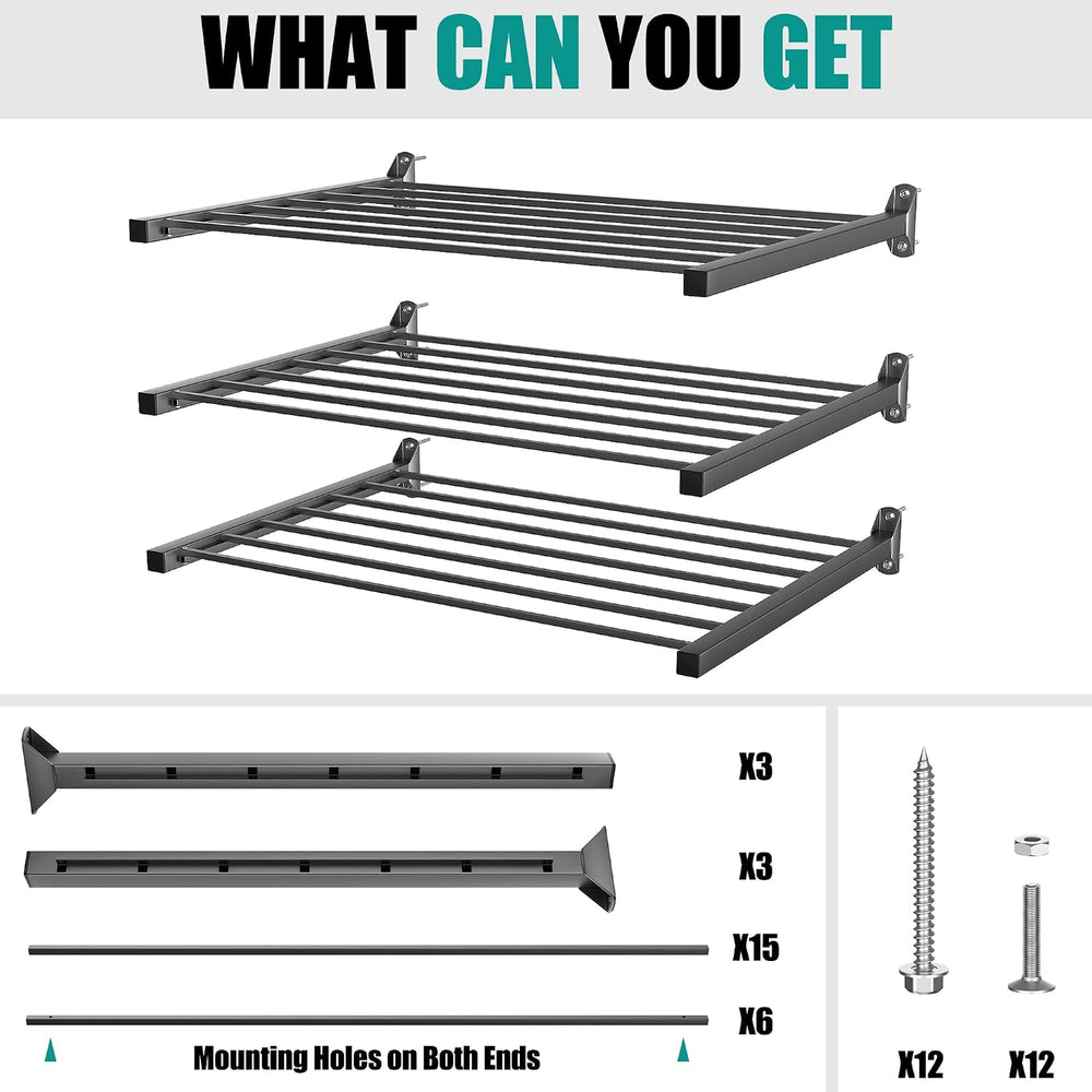 Heavy Duty Garage Wall Shelves, Metal Storage Shelves (33" x 24")