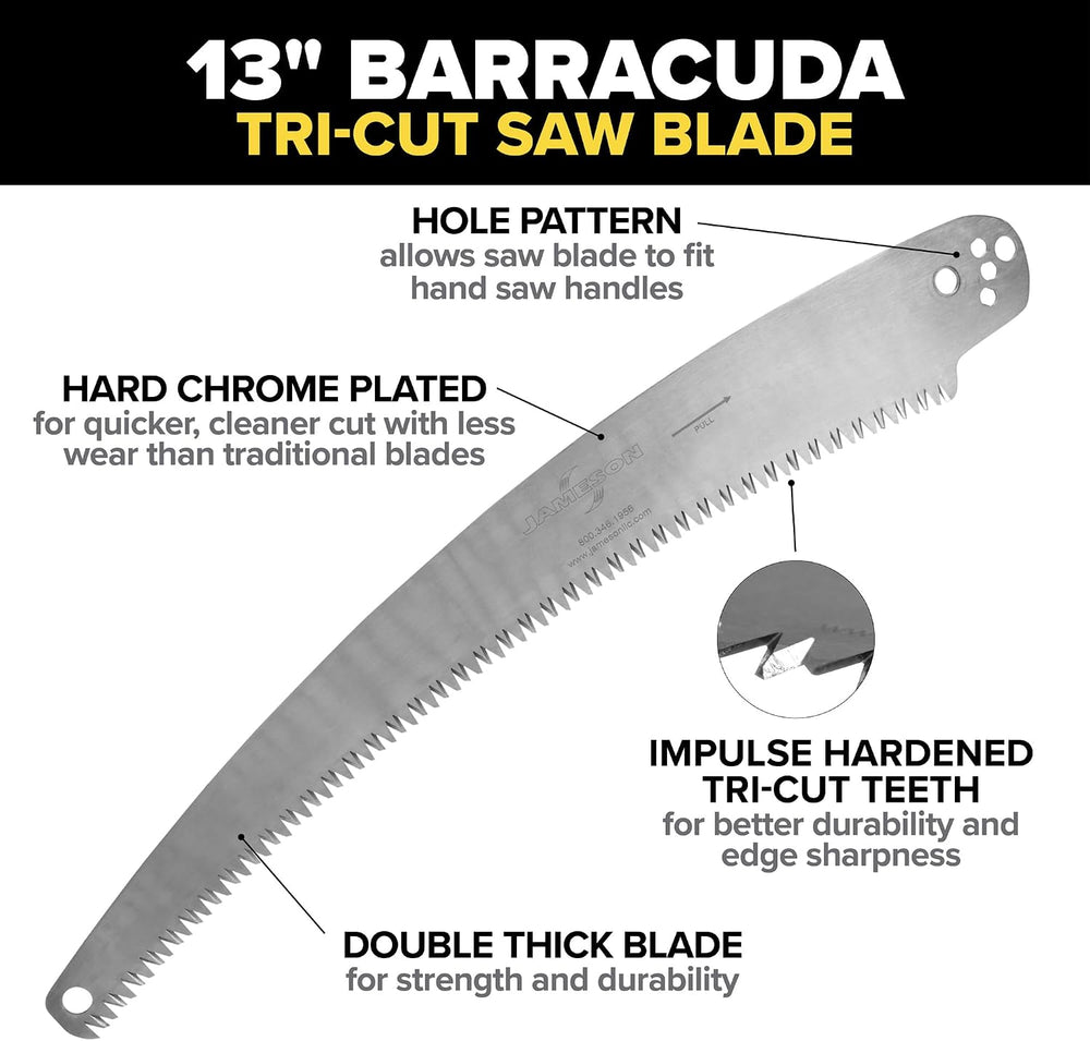 Jameson PS-3FPS1 Tri-Cut Pole Saw Head Kit, 13-Inch Barracuda Blade, Converts...