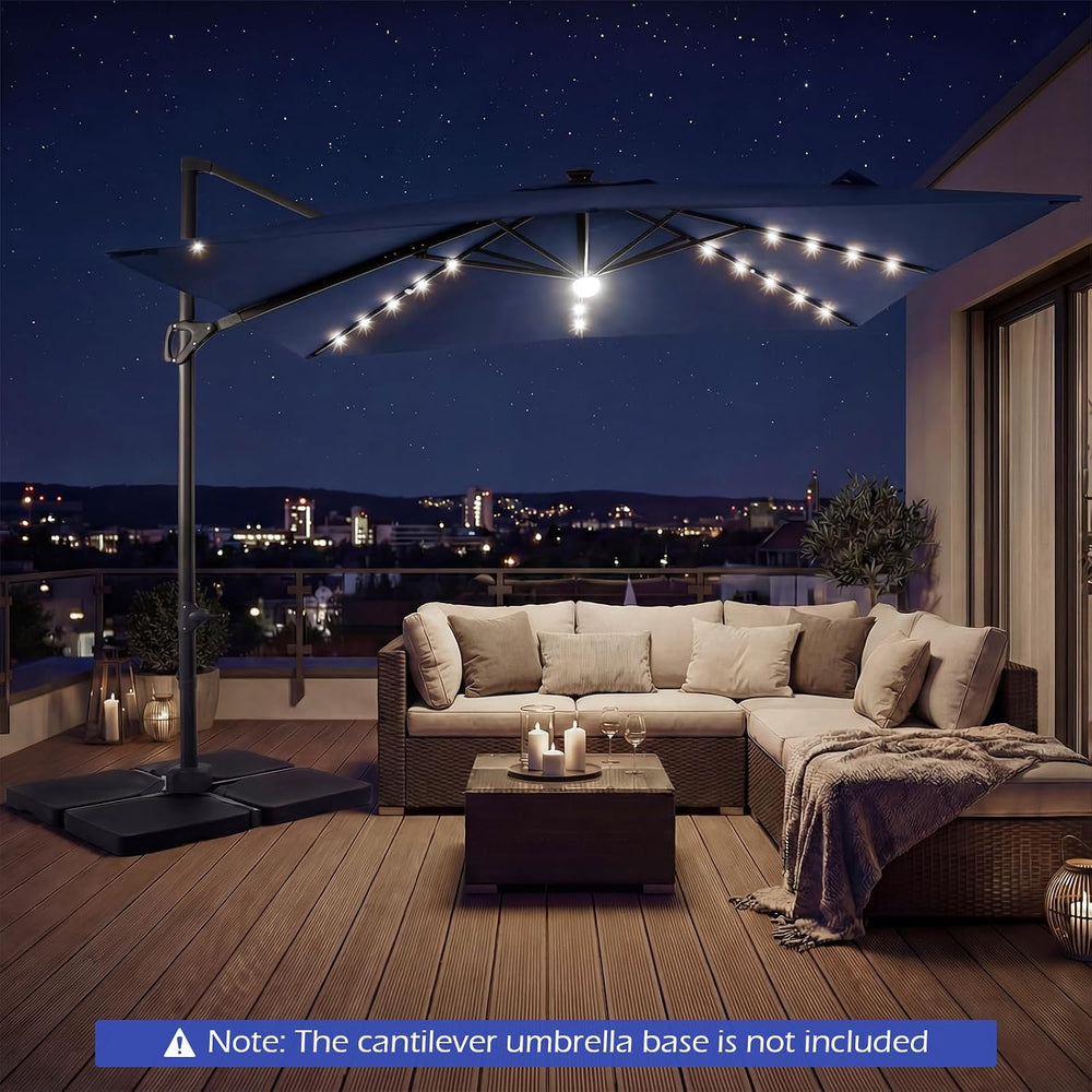 Tangkula 10ft Patio Umbrella with Solar Lights, Offset Cantilever Outdoor Umb...