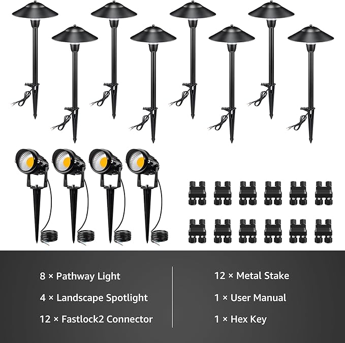 SUNVIE LED Low Voltage Landscape Lighting 12V Landscape Lighting Kit with Con...