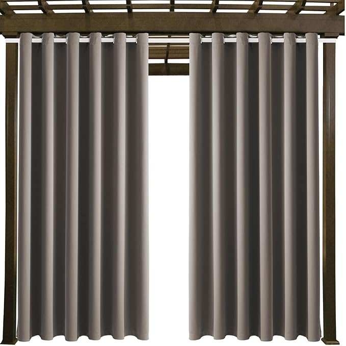 Waterproof Outdoor Curtain W84 x L84 - Grommet Top Sunlight Blocking Window T...
