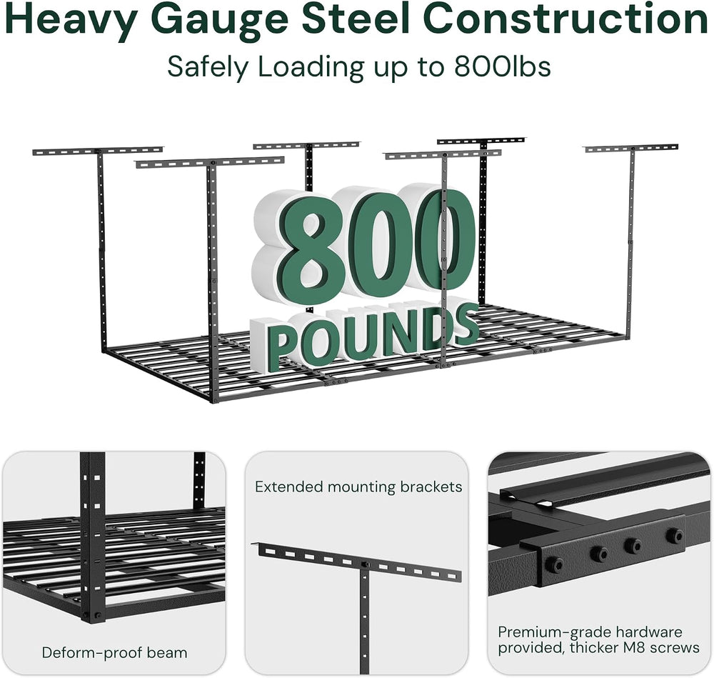 SunsGrove 3x6 Overhead Garage Storage Rack Organization, Adjustable Ceiling M...