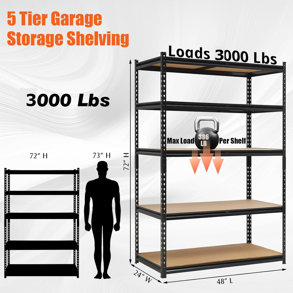 Heavy Duty Garage Shelving Units,5-Tier Adjustable Storage Shelves