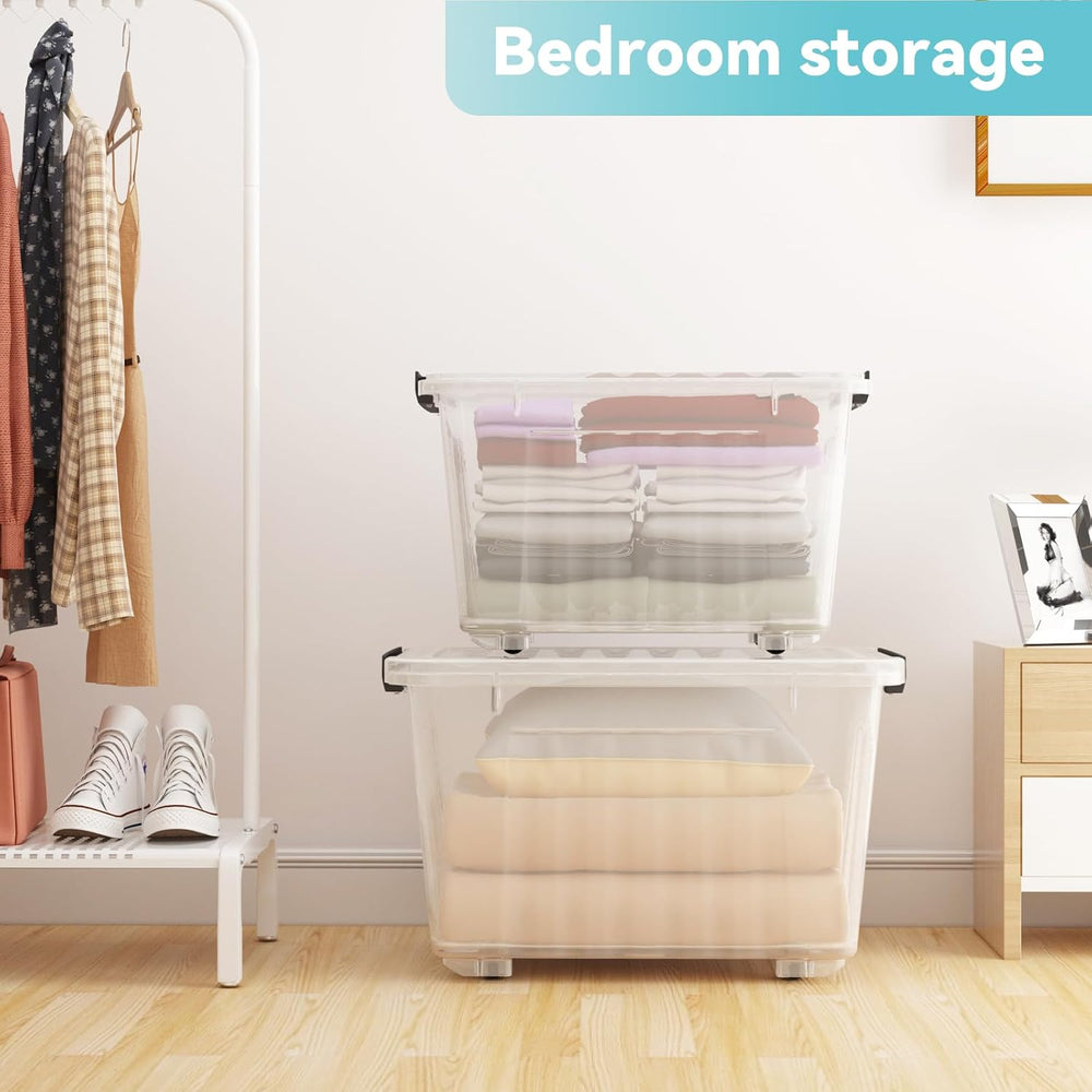 Nazhura 72 Quart Plastic Storage Bin, Stackable and Nestable Storage Boxes wi...