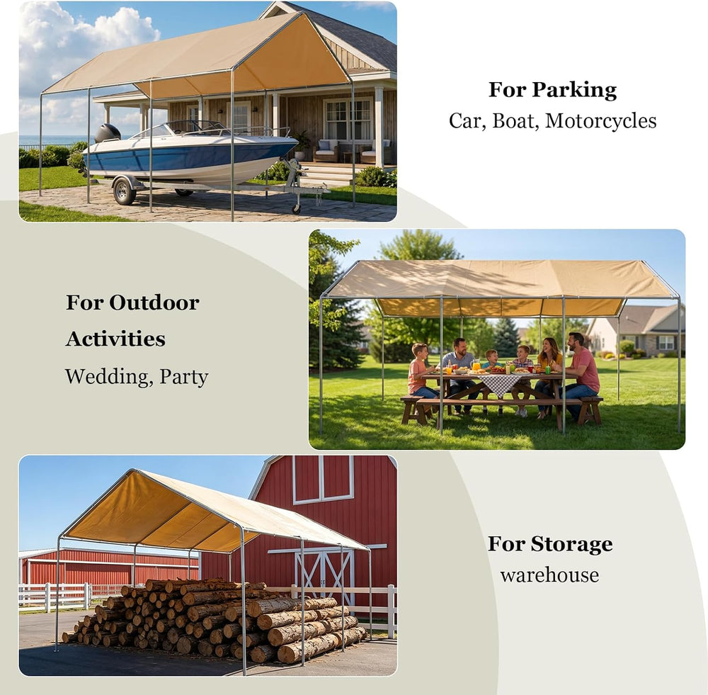 Carport, 12x20ft Heavy Duty Portable Garage, Car Port with Storage Shed, Car ...