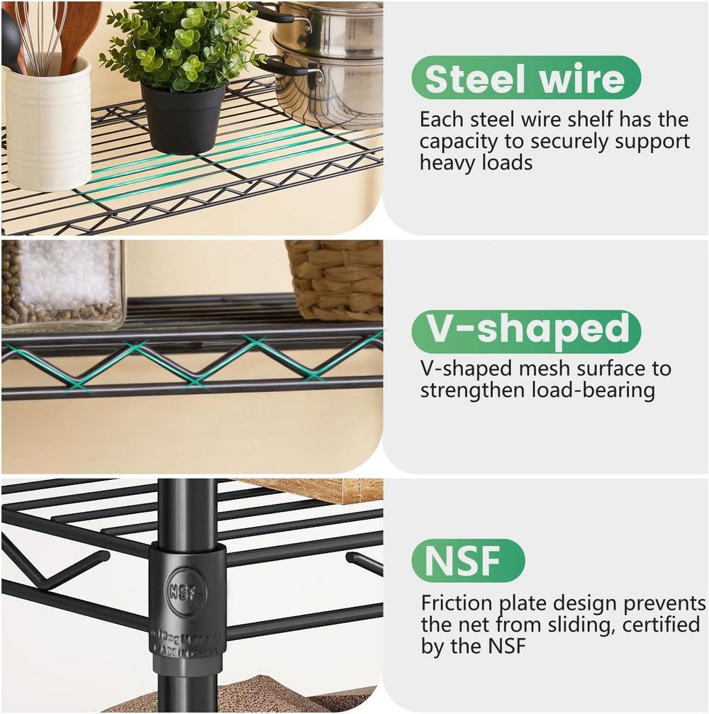 FDW | 4-Tier Wire Shelf | 36" x 14" x 54" | Black