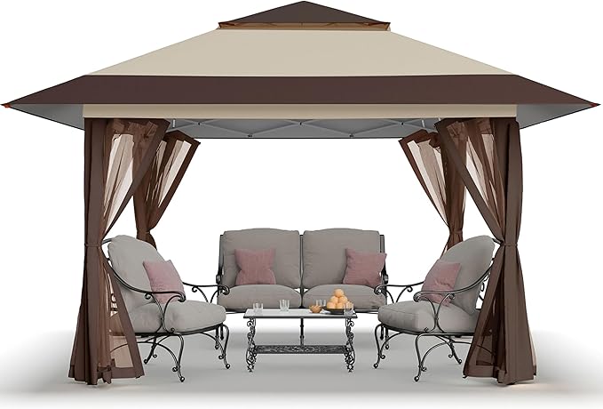 CROWN SHADES 11x11 Pop Up Gazebo, Patented One Push Outoor Canopy Tent with W...