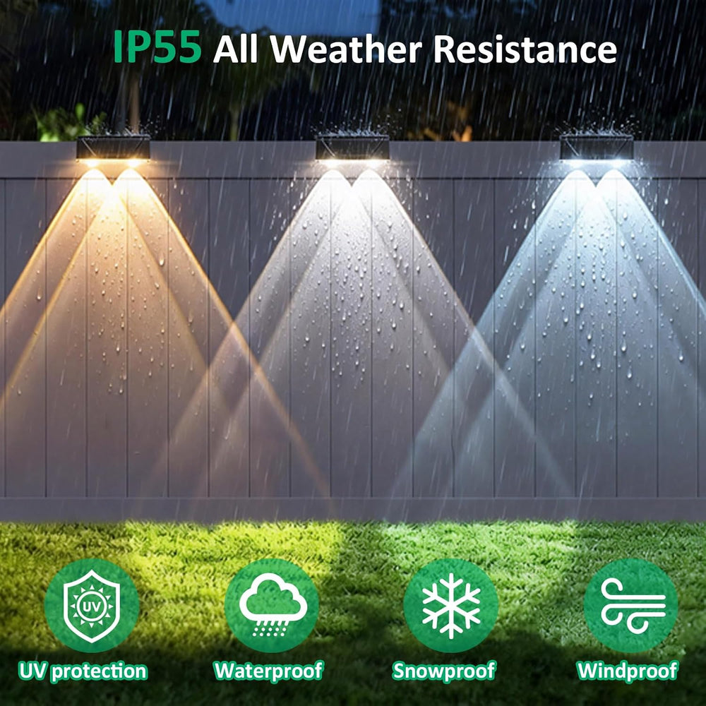 Solar Fence Lights Outdoor, 8 Pack Black Fence Lights Solar Powered