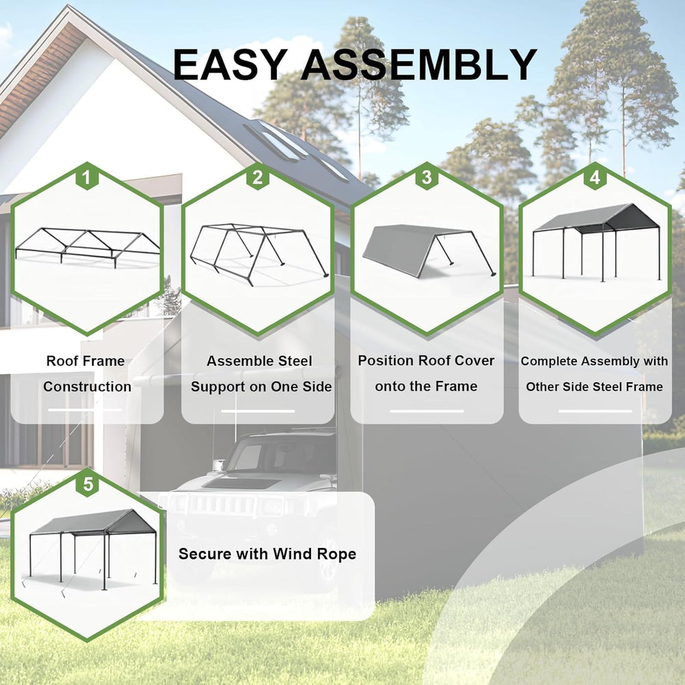 Carport, 12x20ft Heavy Duty Portable Garage, Car Port with Storage Shed, Car ...