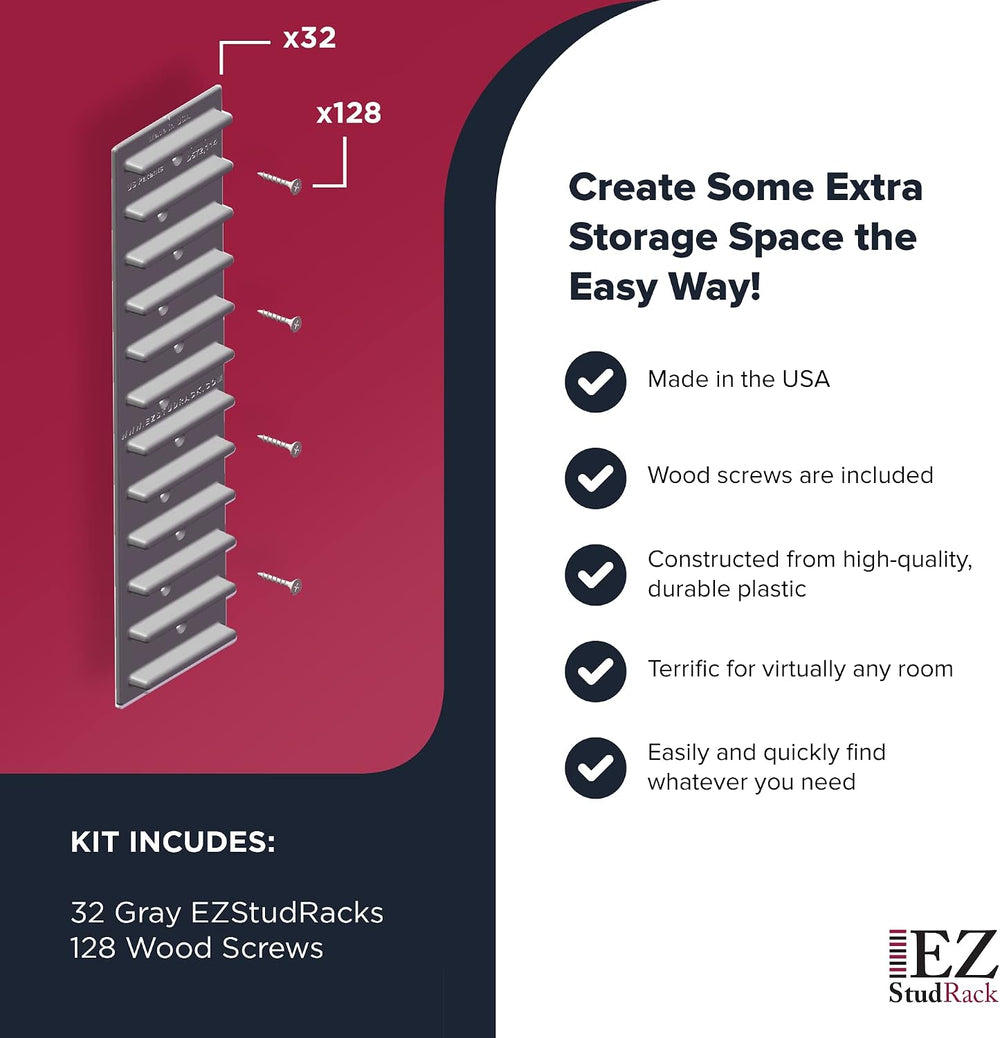 Made in USA | EZStudRack Adjustable Between Stud Shelf Bracket | Shelf Bracke...