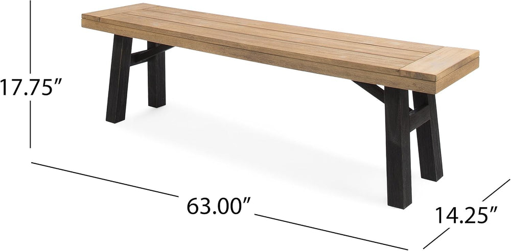 Christopher Knight Home Bettina Outdoor Acacia Wood Dining Bench with Brushed...