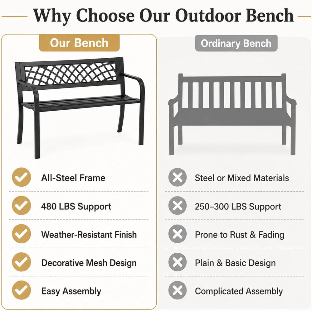 Meet perfect Outdoor Garden Bench Metal, Black