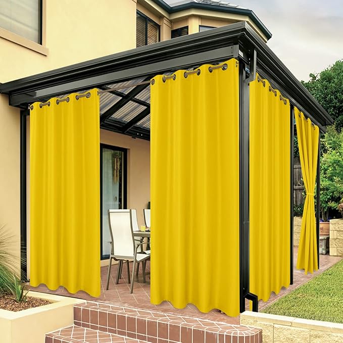 BONZER Outdoor Curtains for Patio Waterproof Thick Privacy Grommet Light Filt...